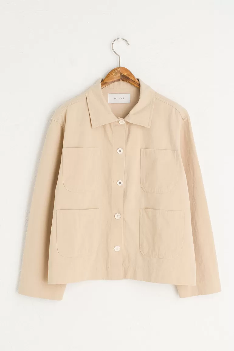 Women Olive Clothing Risa Four Pocket Jacket, Beige