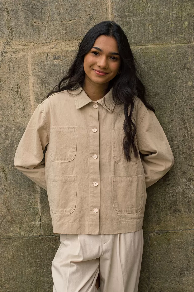 Women Olive Clothing Risa Four Pocket Jacket, Beige