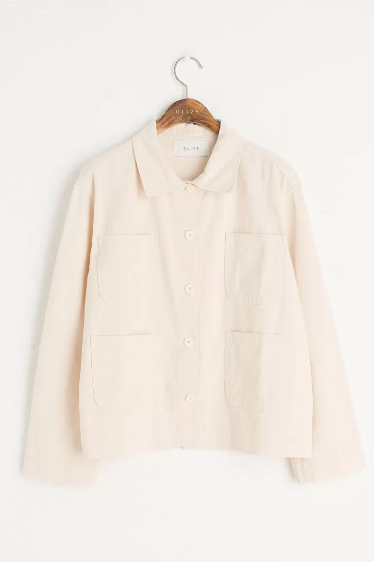 Women Olive Clothing Risa Four Pocket Jacket, Ivory