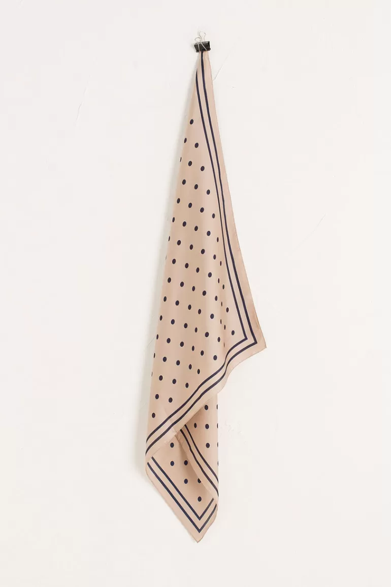 Women Olive Clothing Roa Dot Print Scarf, Beige