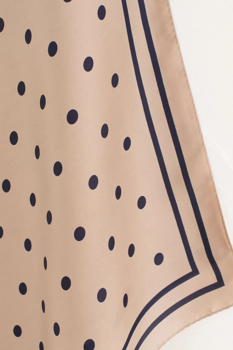 Women Olive Clothing Roa Dot Print Scarf, Beige