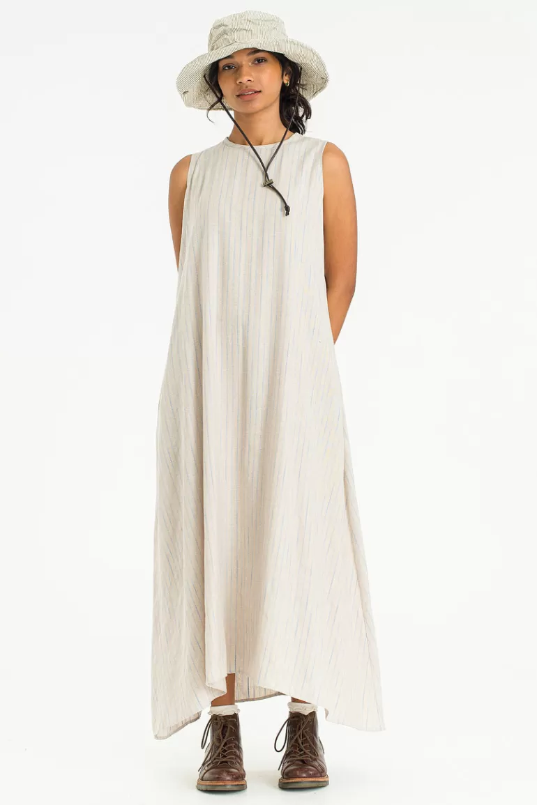 Women Olive Clothing Roa Pinstripe Dress, Beige
