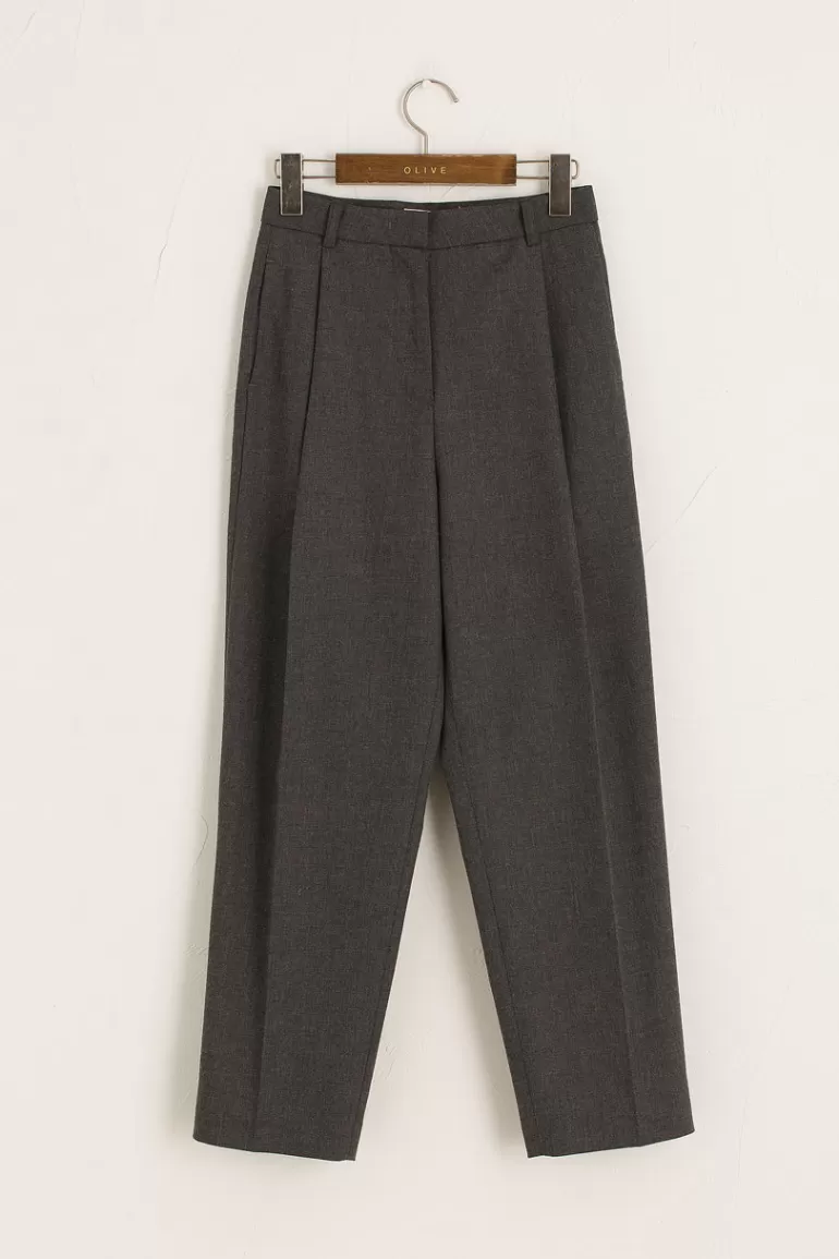 Women Olive Clothing Roana Pintuck Trousers, Charcoal