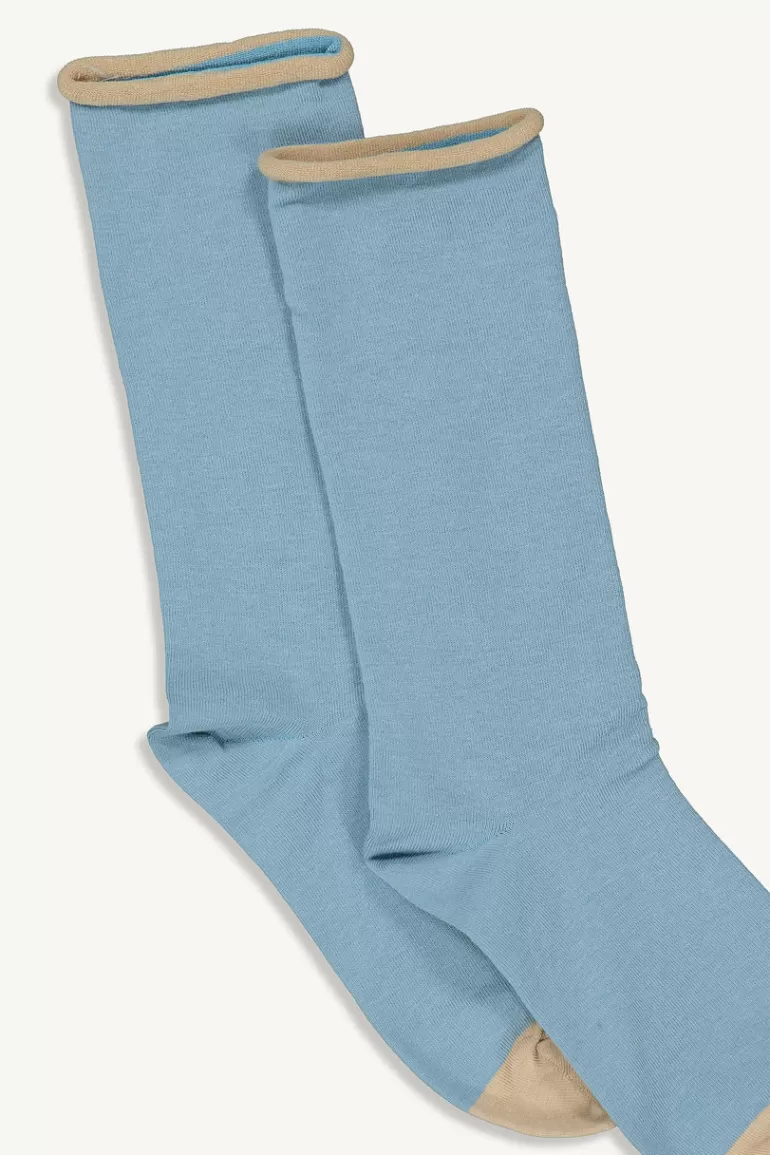 Women Olive Clothing Roll Neck Socks, Blue/Beige