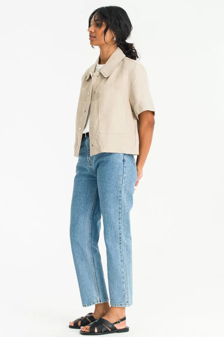 Women Olive Clothing Rona Pocket Blouson, Beige