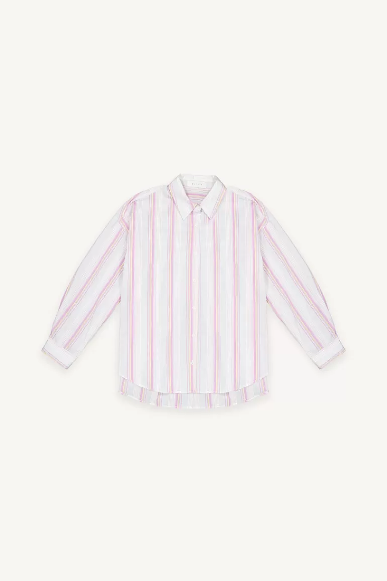 Women Olive Clothing Rona Stripe Shirt, Pink