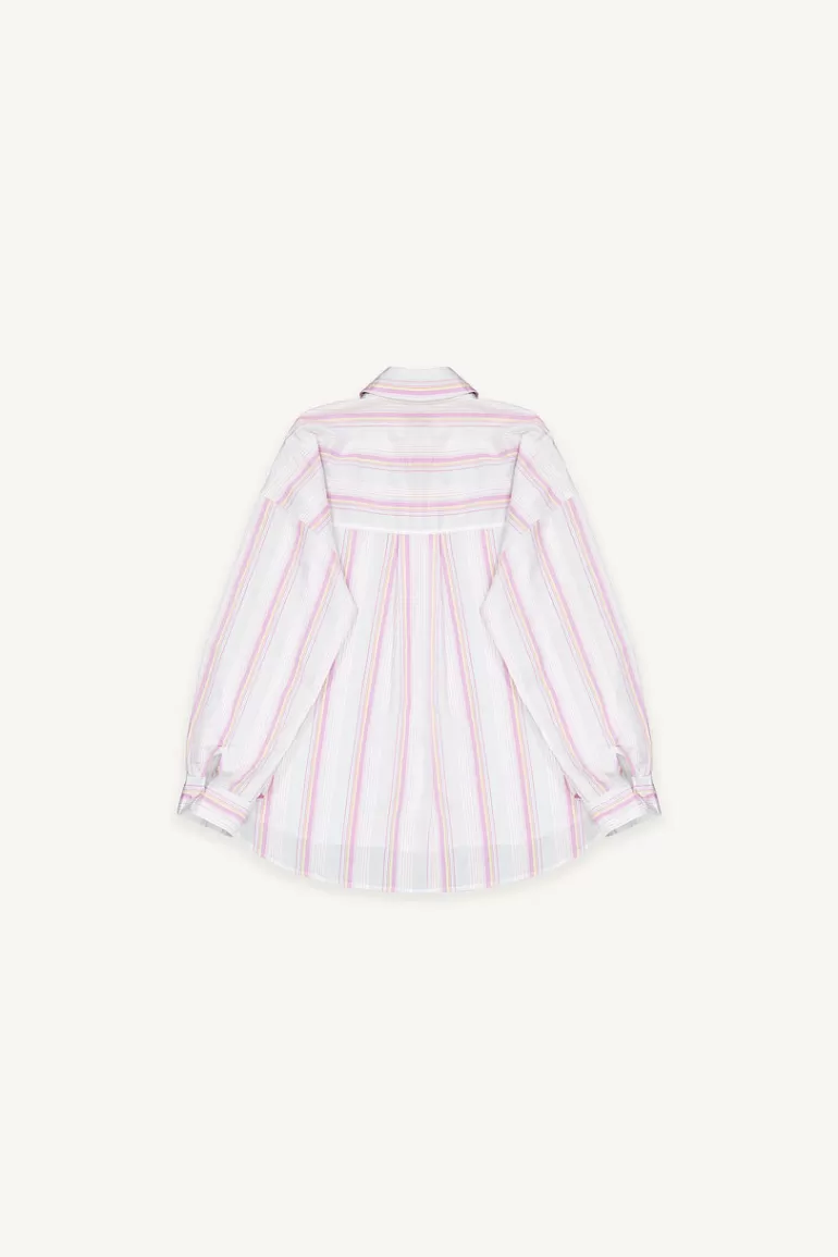Women Olive Clothing Rona Stripe Shirt, Pink