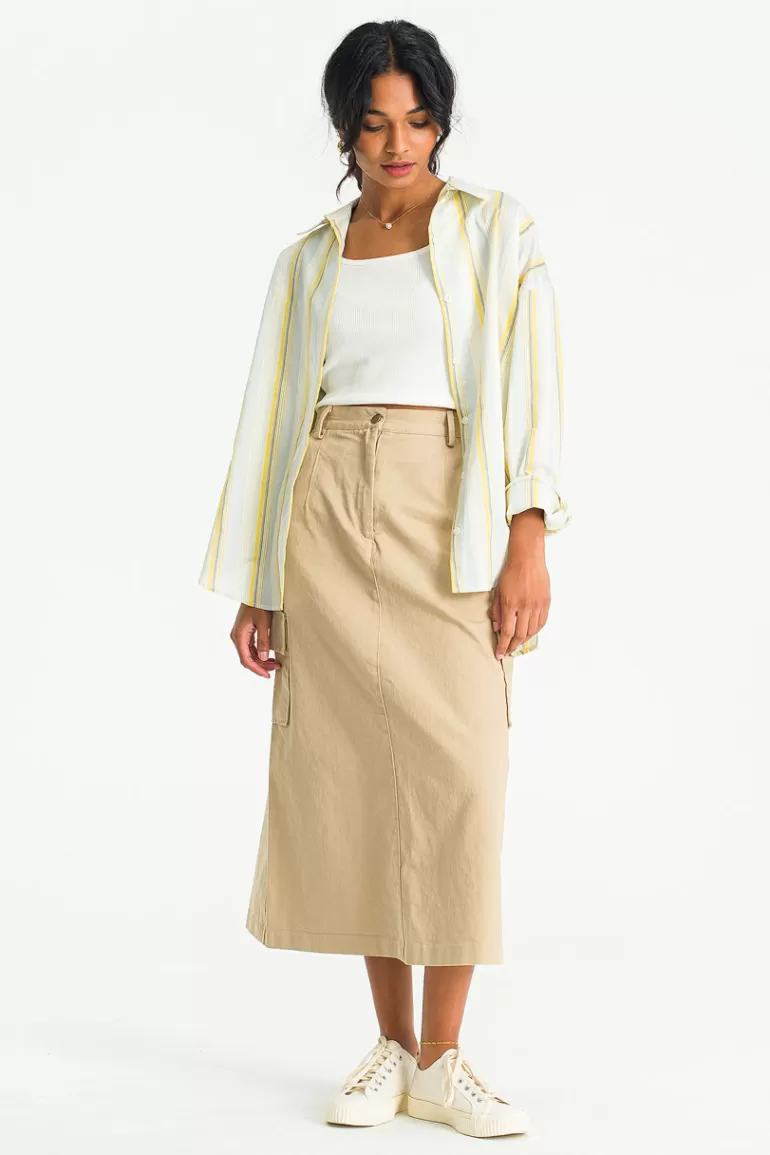 Women Olive Clothing Rona Stripe Shirt, Yellow