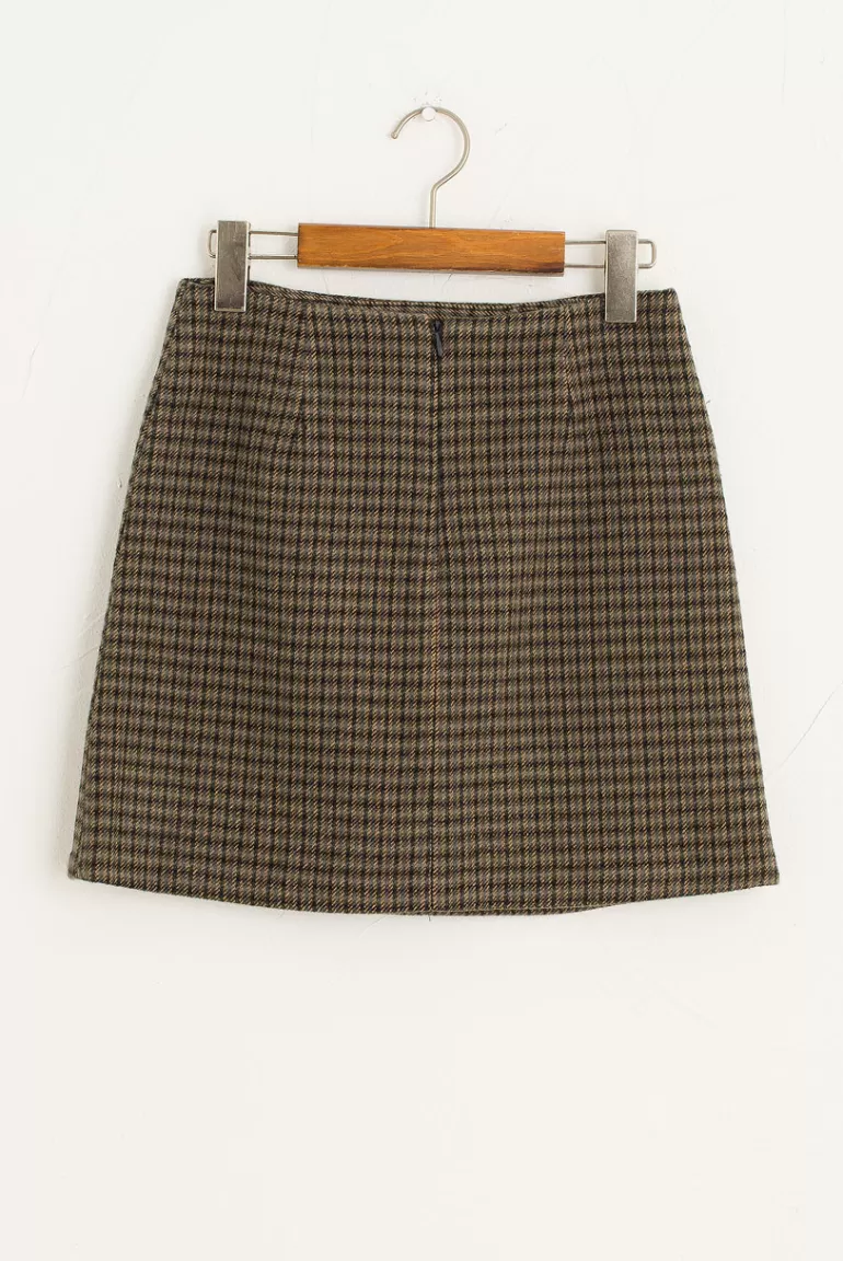 Women Olive Clothing Rosa Check Mini Skirt, Khaki