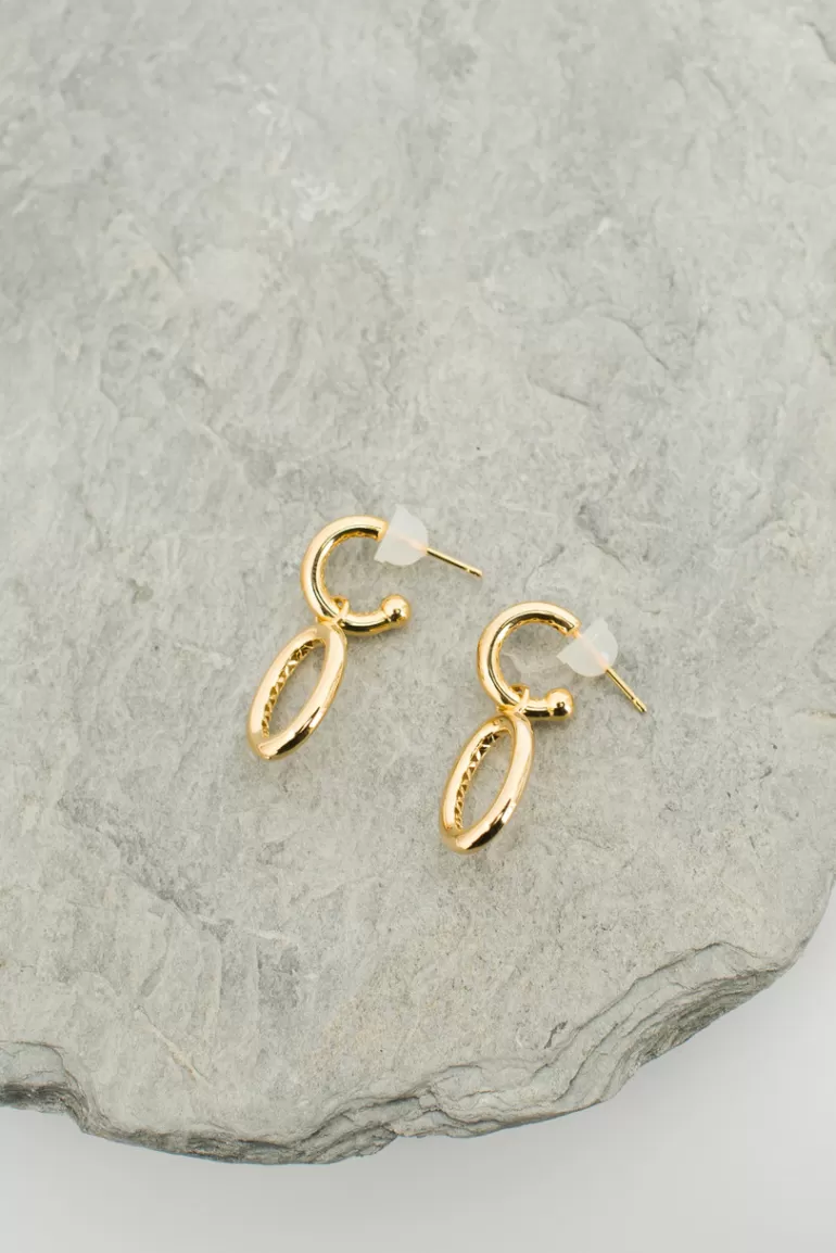 Women Olive Clothing Rose Daily Simple Earrings, 14K Gold Plated