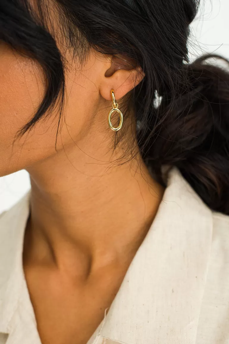 Women Olive Clothing Rose Daily Simple Earrings, 14K Gold Plated