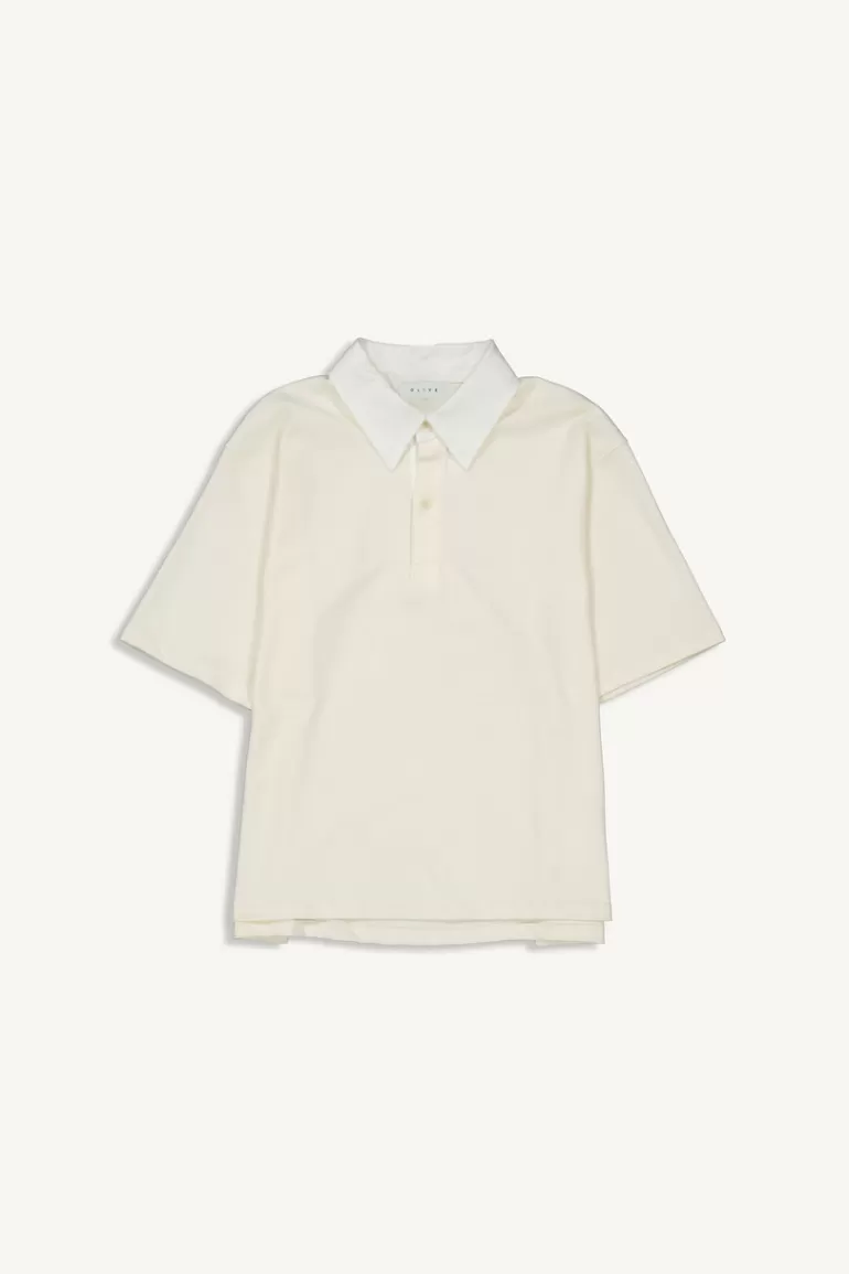 Women Olive Clothing Rubi Rugby Tee, Cream
