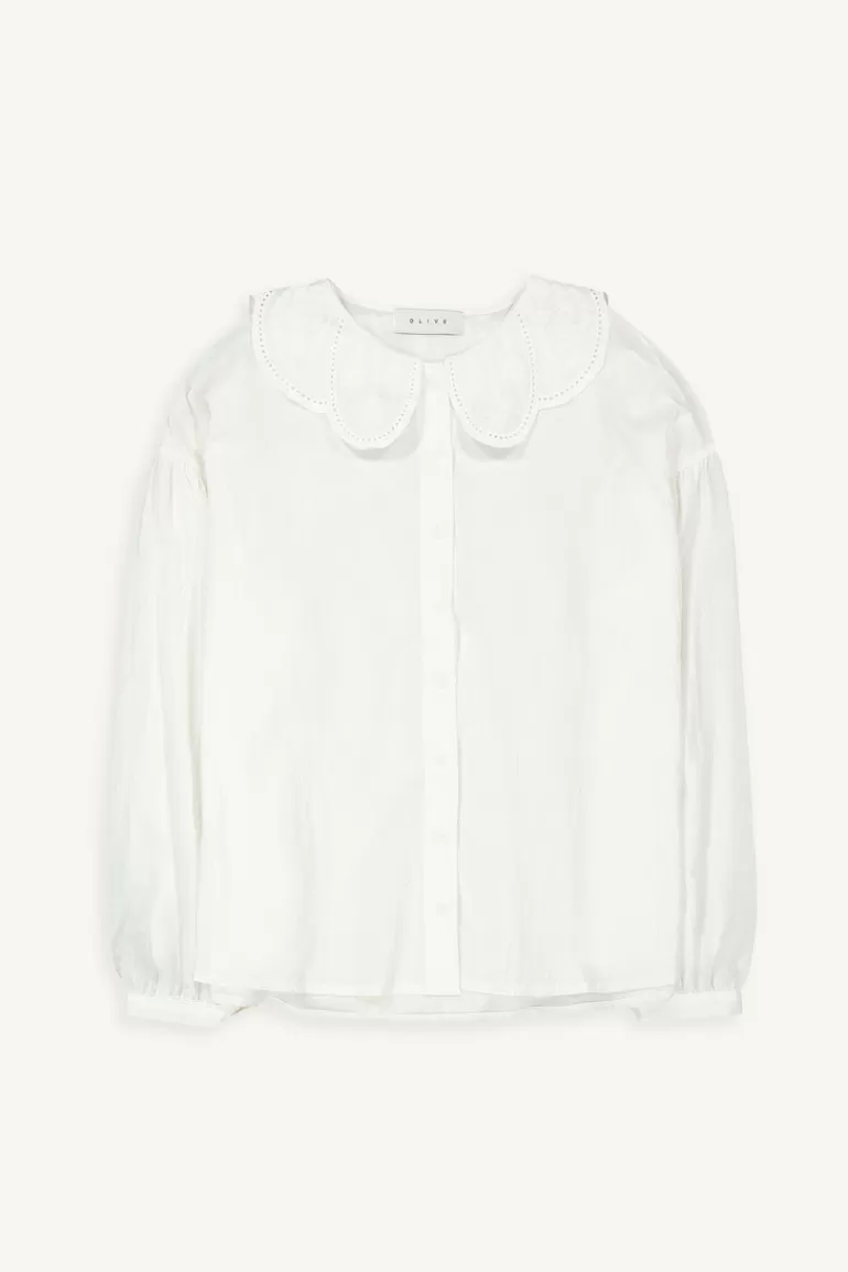 Women Olive Clothing Rumi Collar Blouse, Ivory
