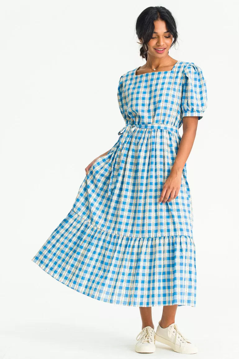 Women Olive Clothing Sadie Check Dress, Blue
