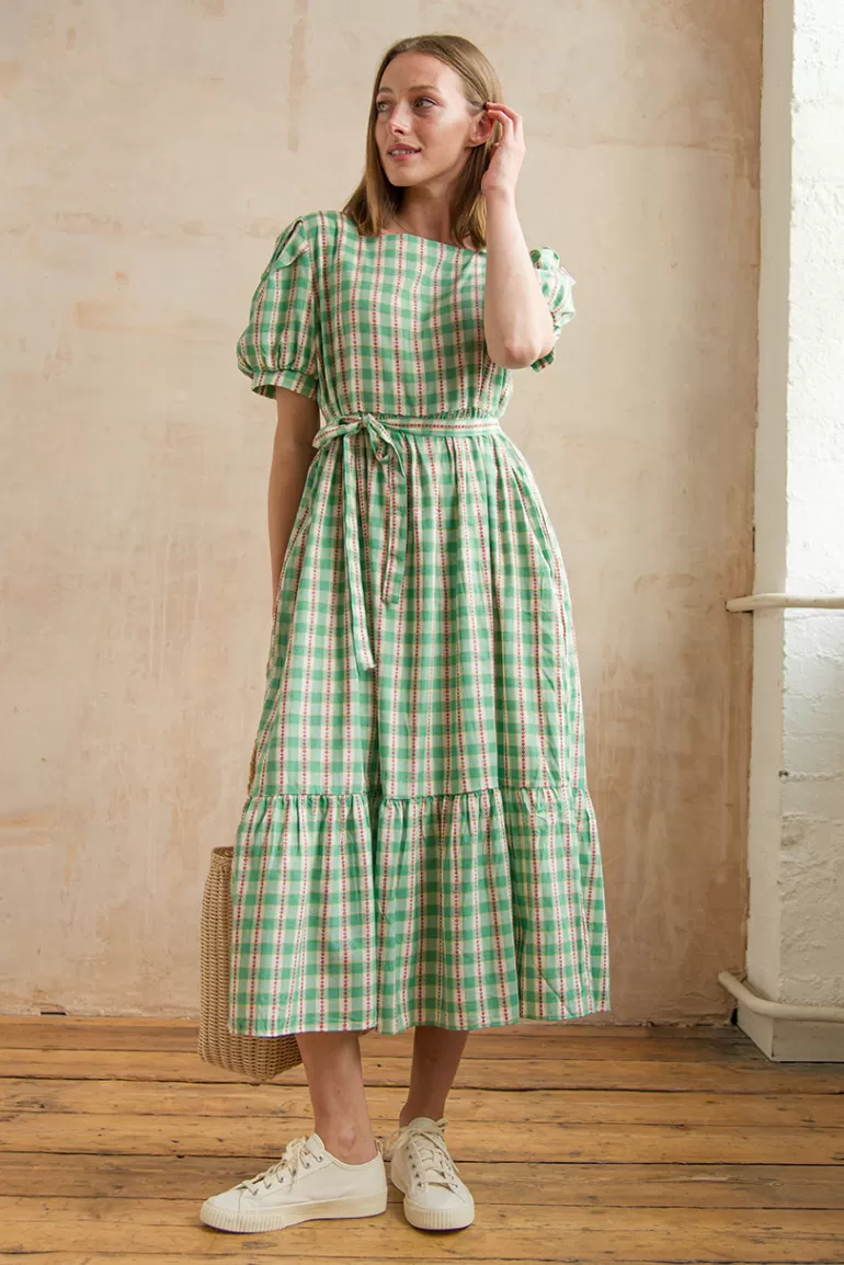 Women Olive Clothing Sadie Check Dress, Green