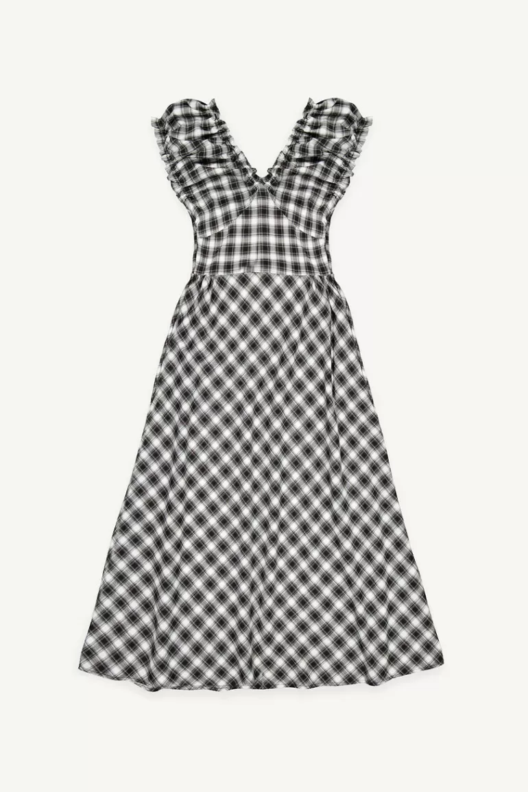 Women Olive Clothing Saffron Check Dress, Black
