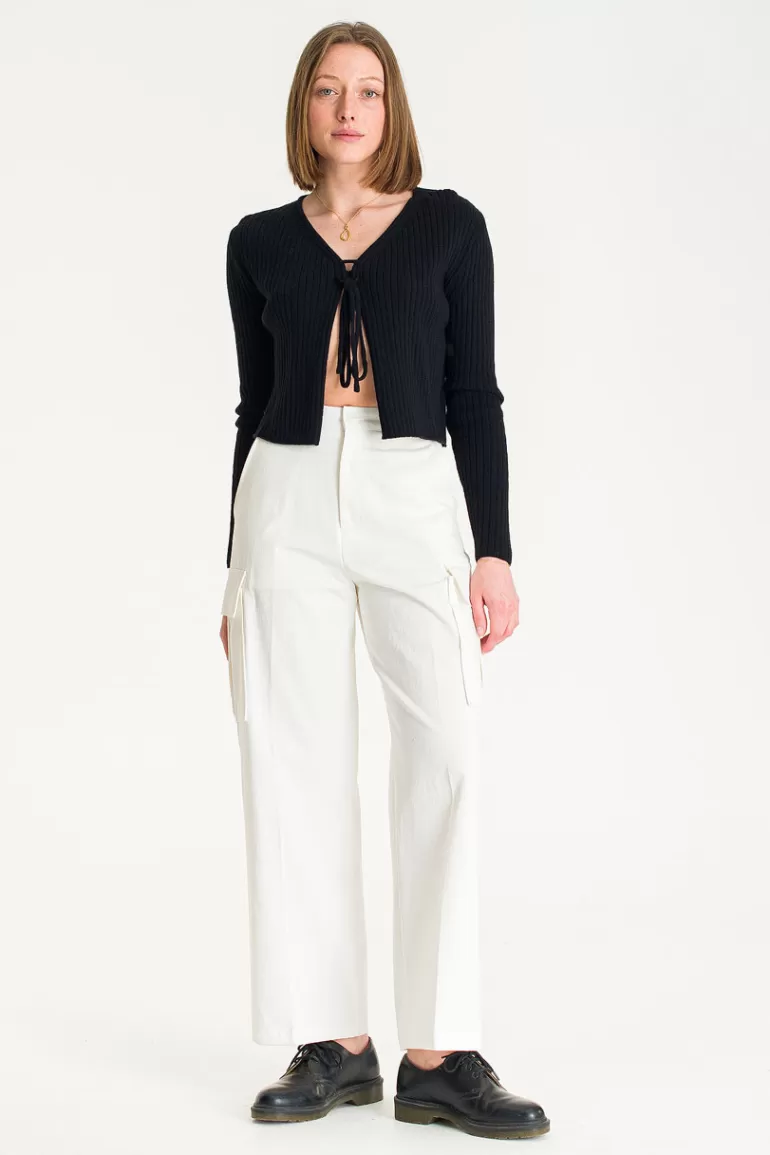 Women Olive Clothing Saka Cargo Pants, Ivory