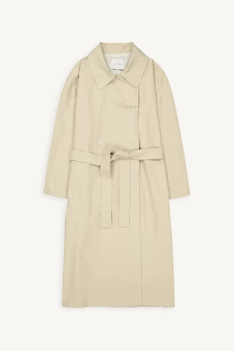 Women Olive Clothing Saka Double Button Trench, Beige