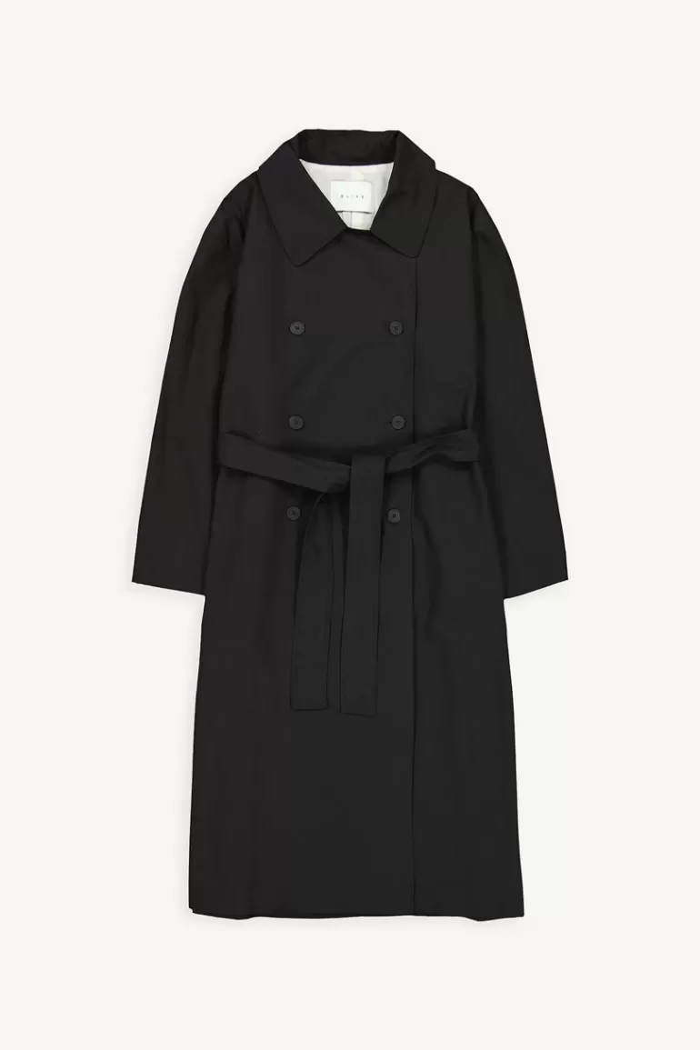 Women Olive Clothing Saka Double Button Trench, Black