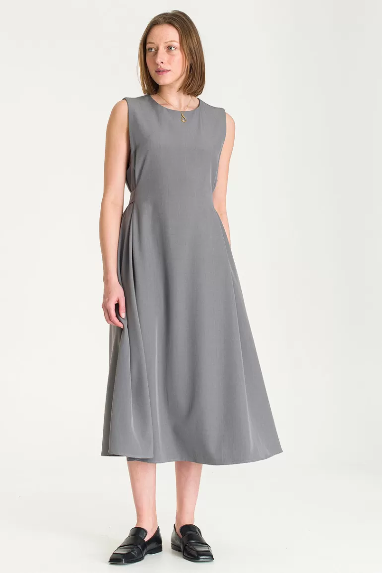 Women Olive Clothing Saka Pinafore Dress, Khaki