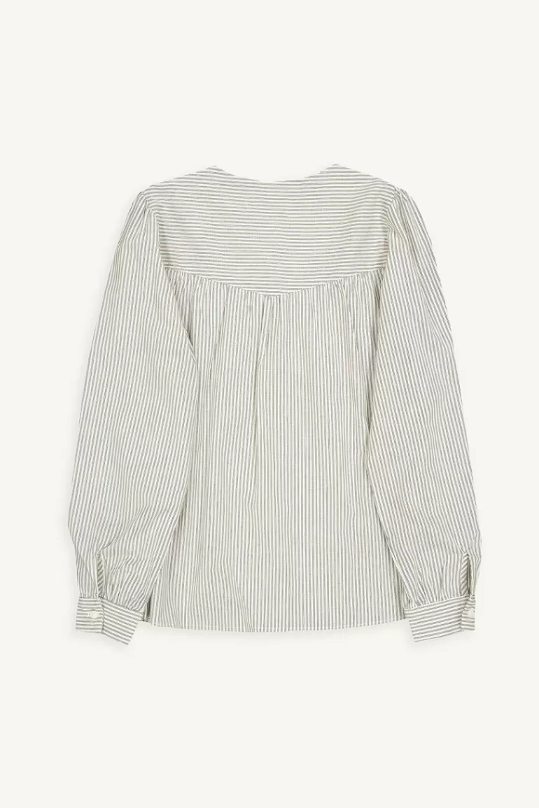 Women Olive Clothing Saka Pinstripe Blouse, Ivory