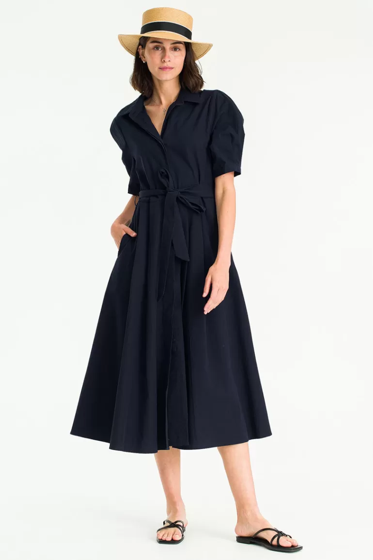 Women Olive Clothing Sakura Pleated Dress, Navy