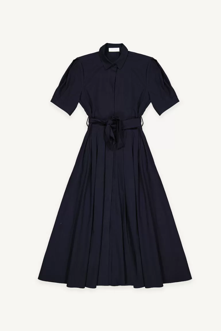 Women Olive Clothing Sakura Pleated Dress, Navy