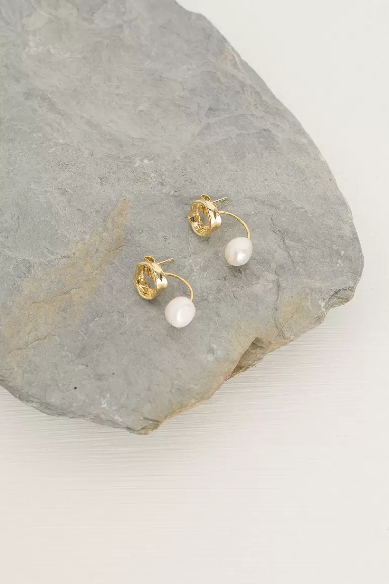 Women Olive Clothing Sally Pearl Earrings, Gold Plated