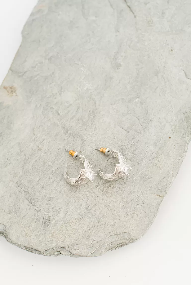 Women Olive Clothing Sarah Hoop Earrings, Silver Plated