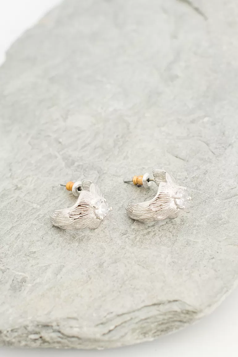 Women Olive Clothing Sarah Hoop Earrings, Silver Plated