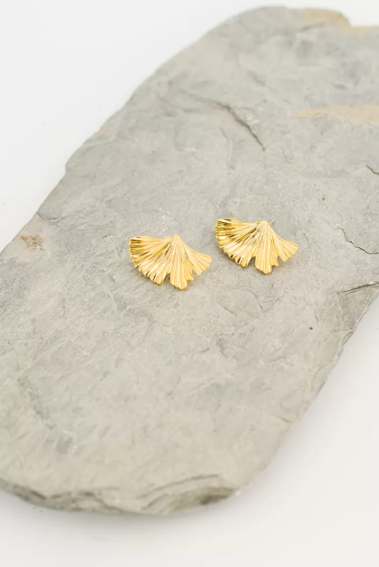 Women Olive Clothing Sasha Embossed Coral Earrings, Gold Plated