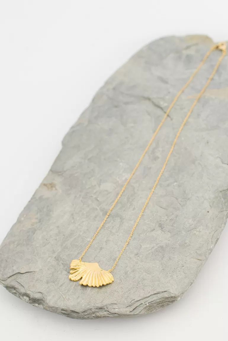 Women Olive Clothing Sasha Embossed Coral Necklace, Gold Plated