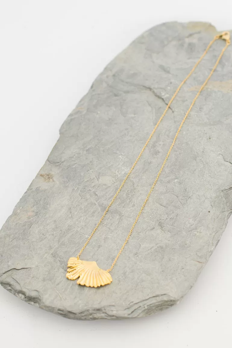 Women Olive Clothing Sasha Embossed Coral Necklace, Gold Plated