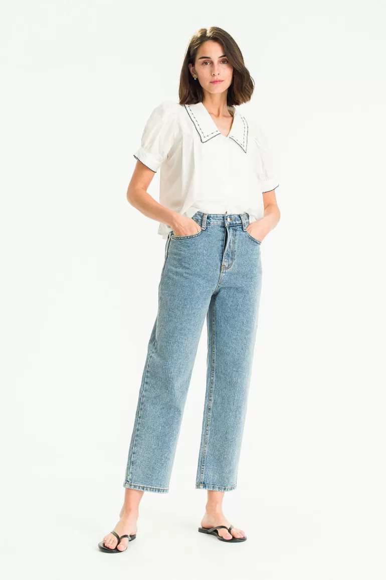 Women Olive Clothing Sasha Embroidered Blouse, Ivory