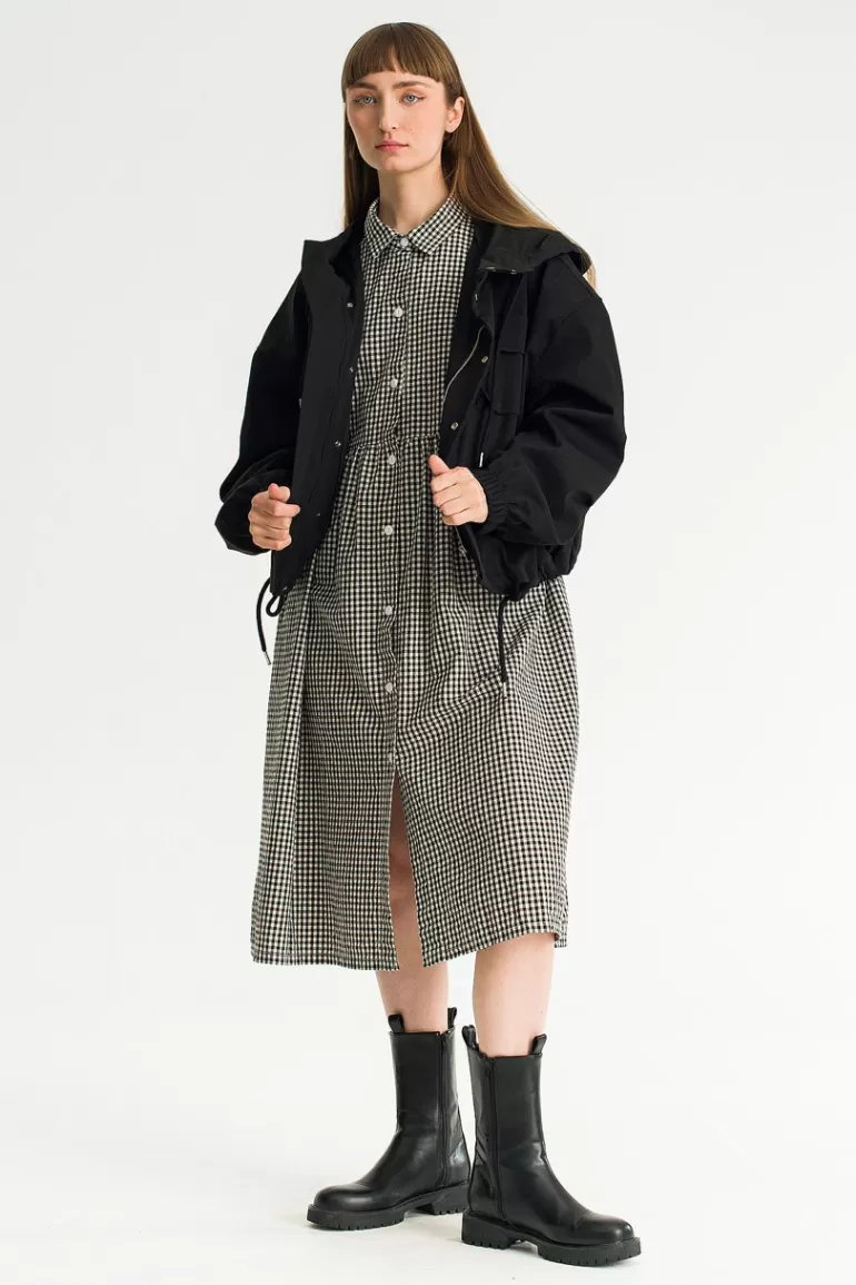 Women Olive Clothing Sazu Hooded Jacket, Black