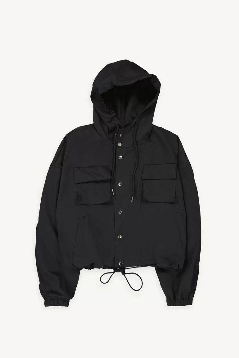 Women Olive Clothing Sazu Hooded Jacket, Black