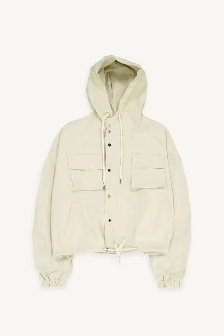 Women Olive Clothing Sazu Hooded Jacket, Cream