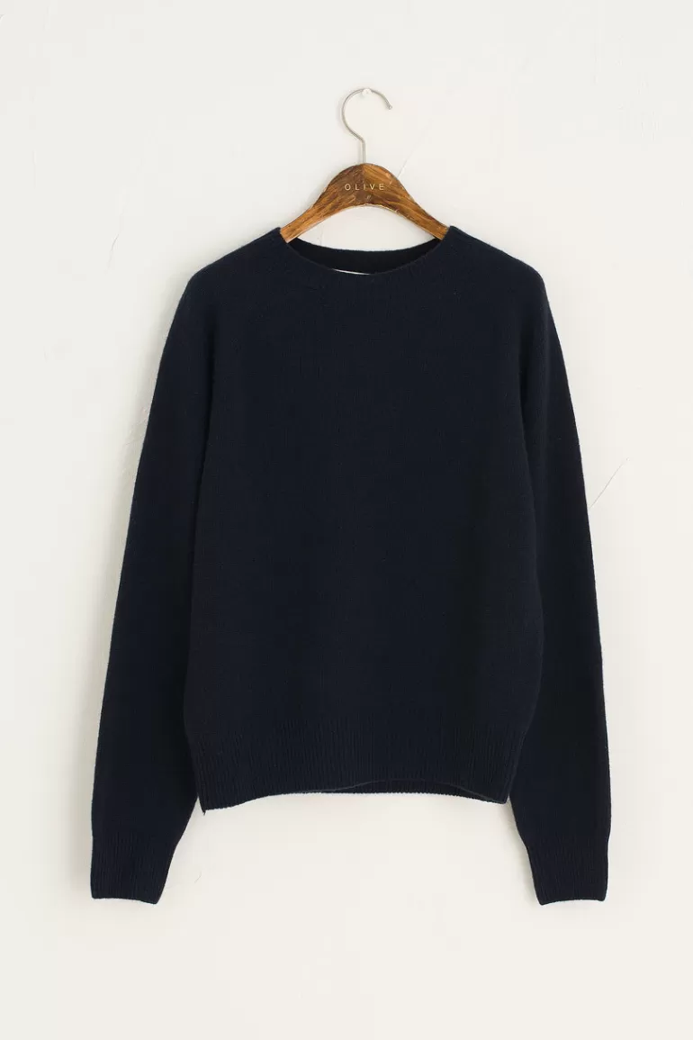 Women Olive Clothing Seamless Raglan Jumper, Dark Navy