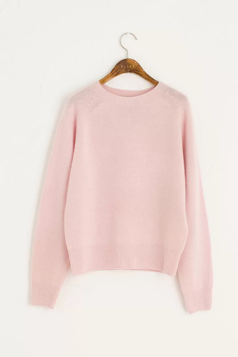 Women Olive Clothing Seamless Raglan Jumper, Light Pink