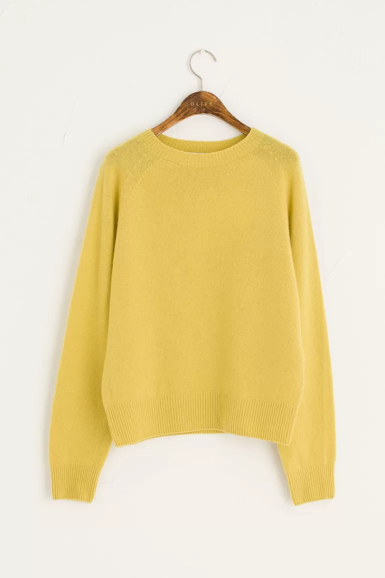 Women Olive Clothing Seamless Raglan Jumper, Pollen