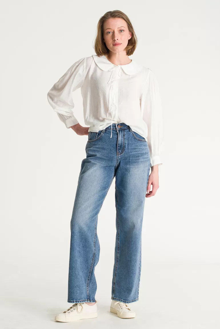 Women Olive Clothing Shiko Ribbon Blouse, Ivory