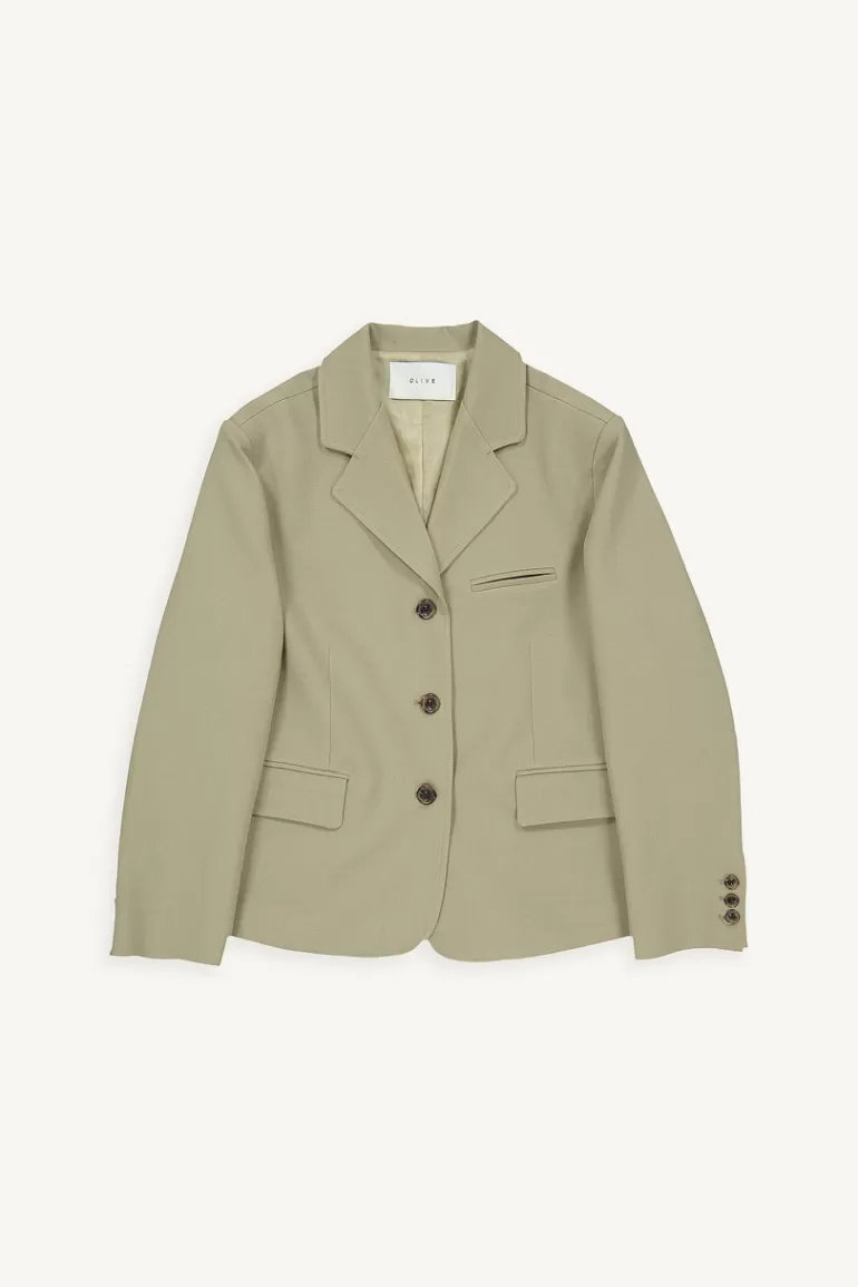 Women Olive Clothing Shiko Three Button Jacket, Olive