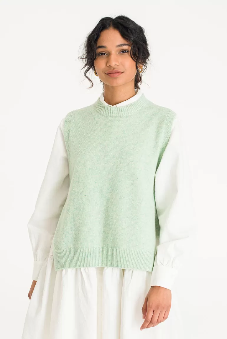 Women Olive Clothing Side Ribbon Vest, Mint
