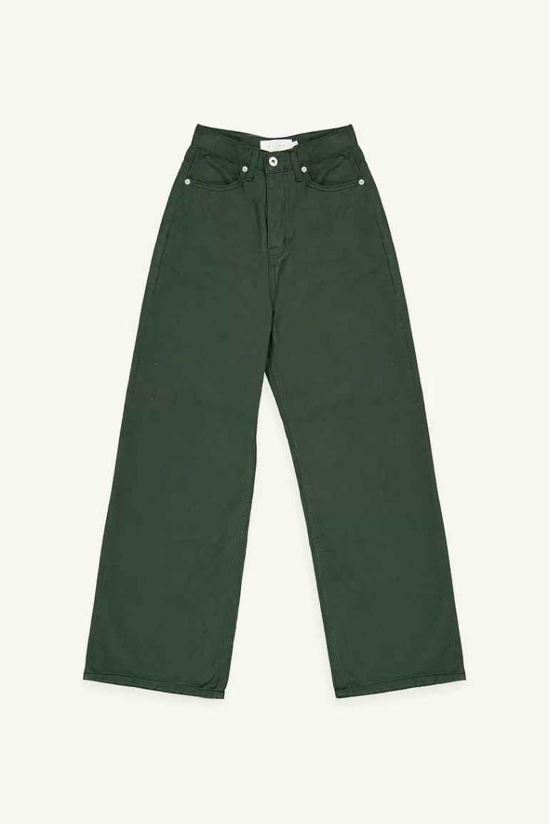 Women Olive Clothing Sienna Wide Denim Jean, Deep Green