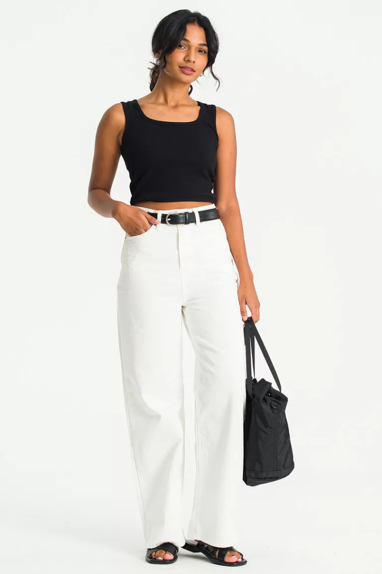 Women Olive Clothing Sienna Wide Denim Jean, White