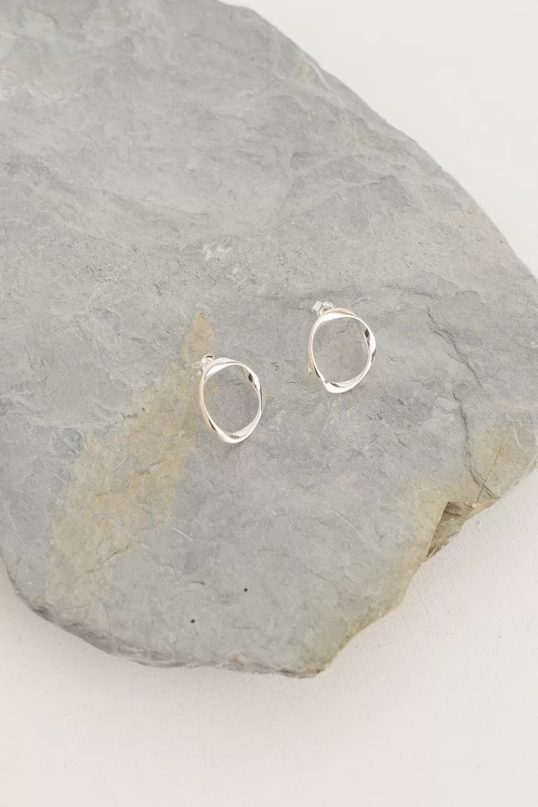 Women Olive Clothing Silver Circle Stud, Sterling Silver