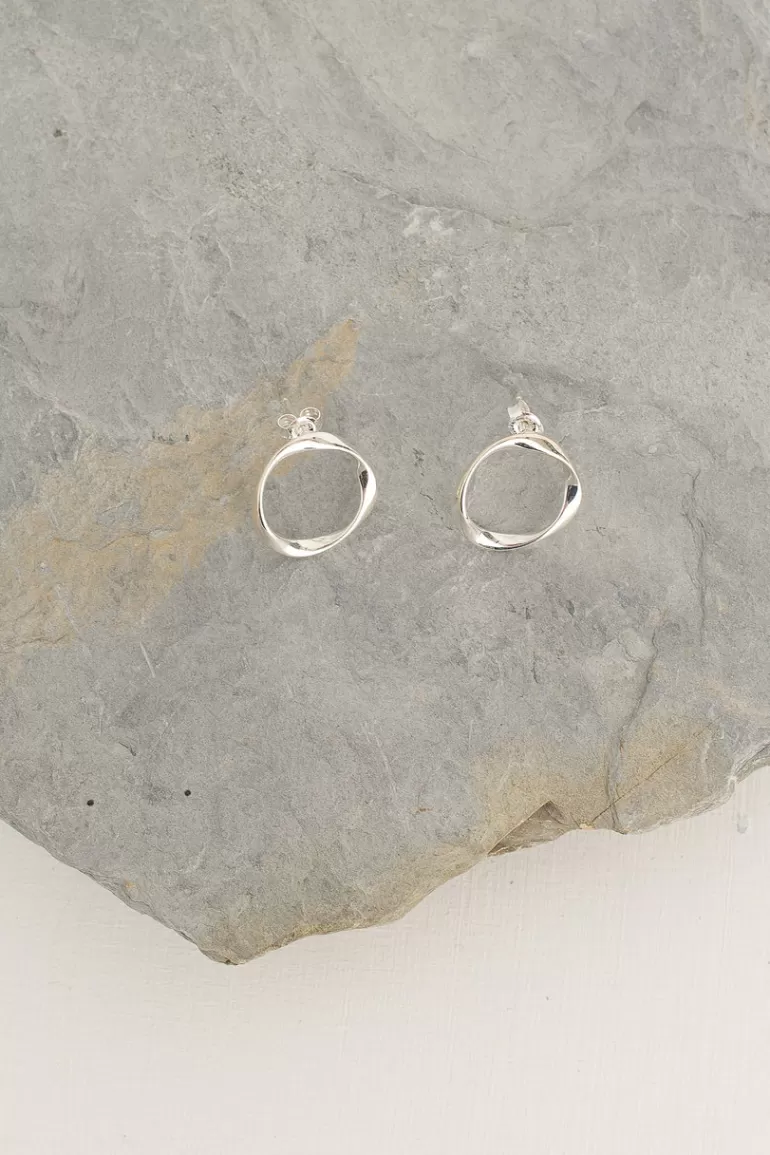 Women Olive Clothing Silver Circle Stud, Sterling Silver