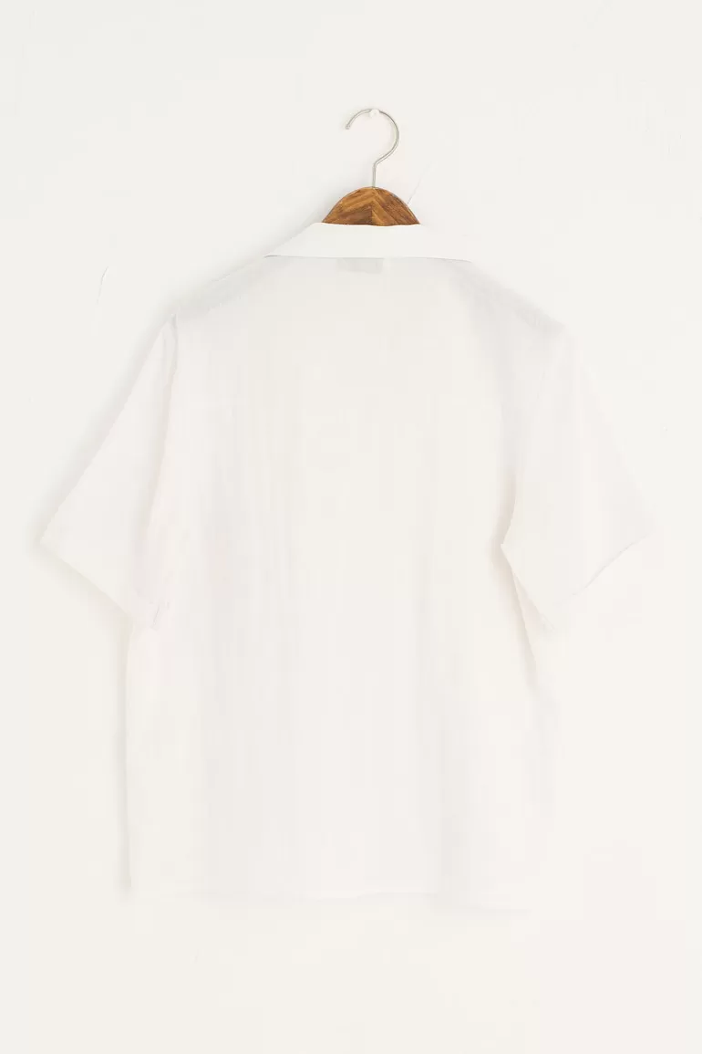 Women Olive Clothing Simple Camp Collar Shirt, Ivory