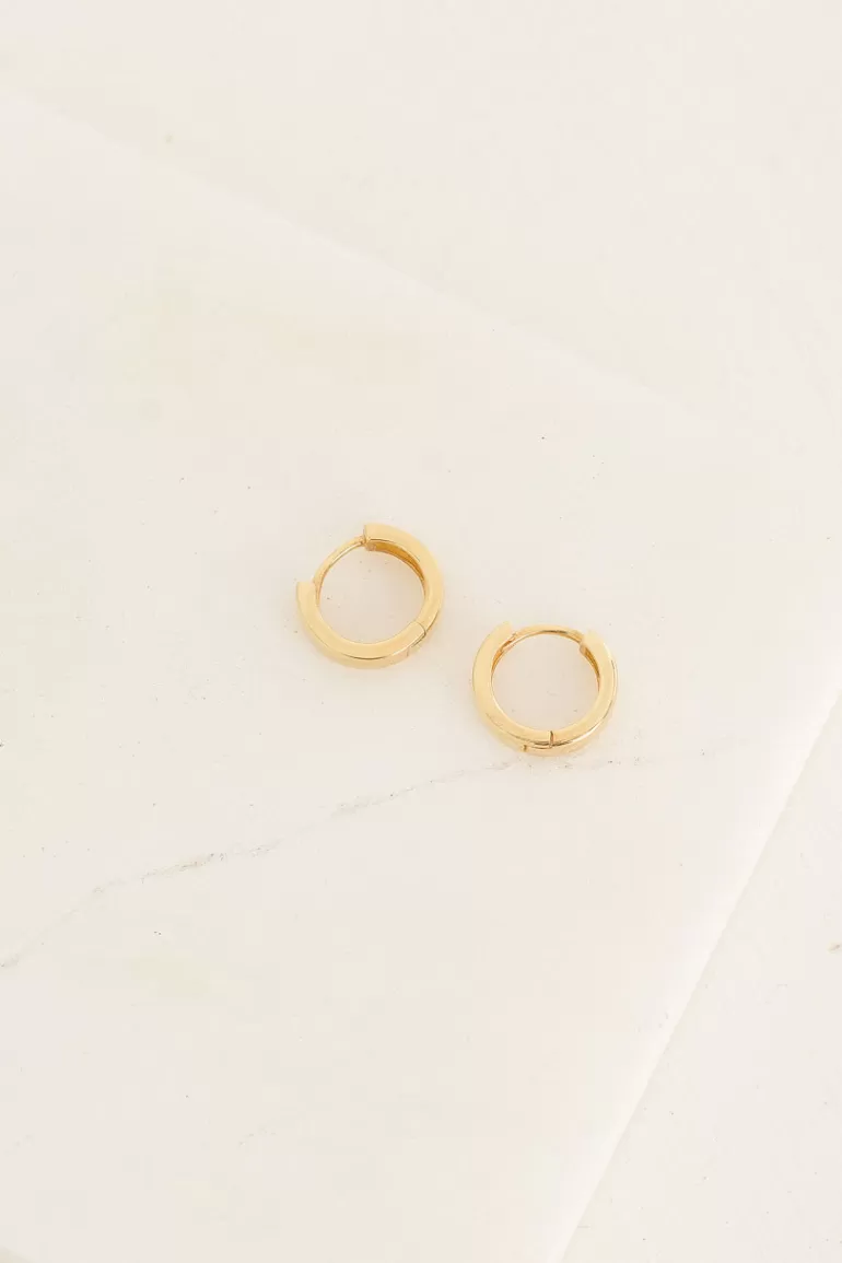 Women Olive Clothing Simple Mini Huggie Hoop Earrings, 18K Gold Plated