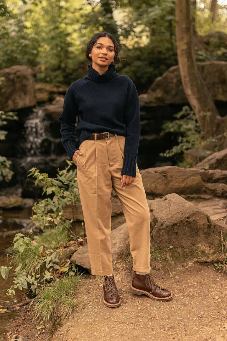 Women Olive Clothing Simple Roll Neck Jumper, B.Navy